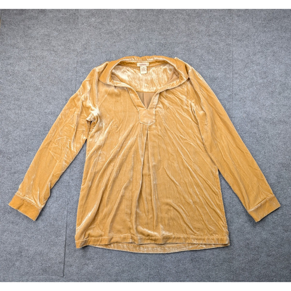 Sundance Velvet Blouse Womens XS Silk Velour Boho Tunic Minimalist Artsy Coastal